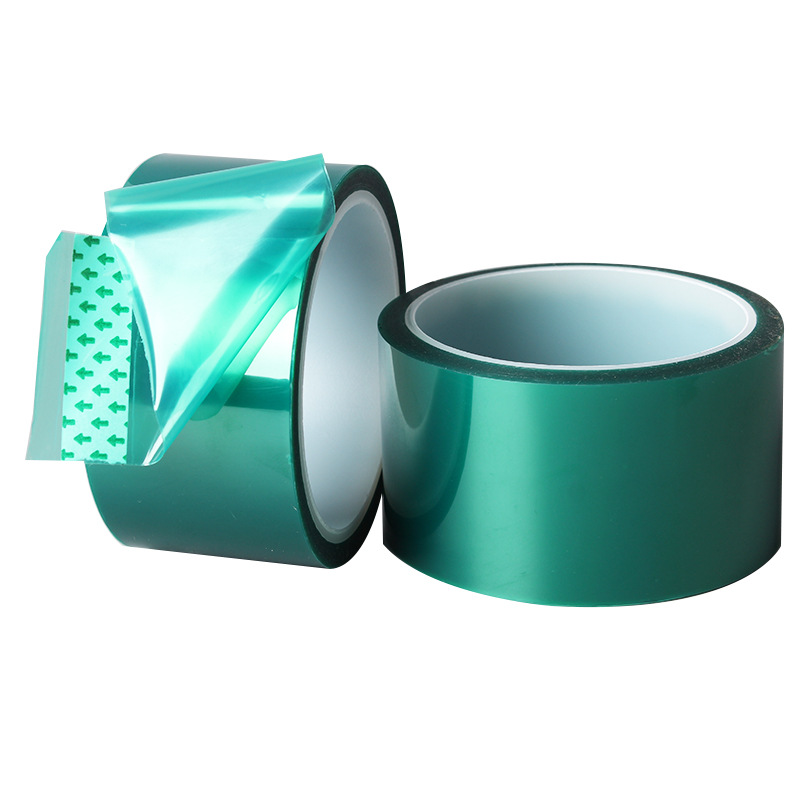 Die cut high temperature masking pet tape single pet silicone adhesive green polyester film tape