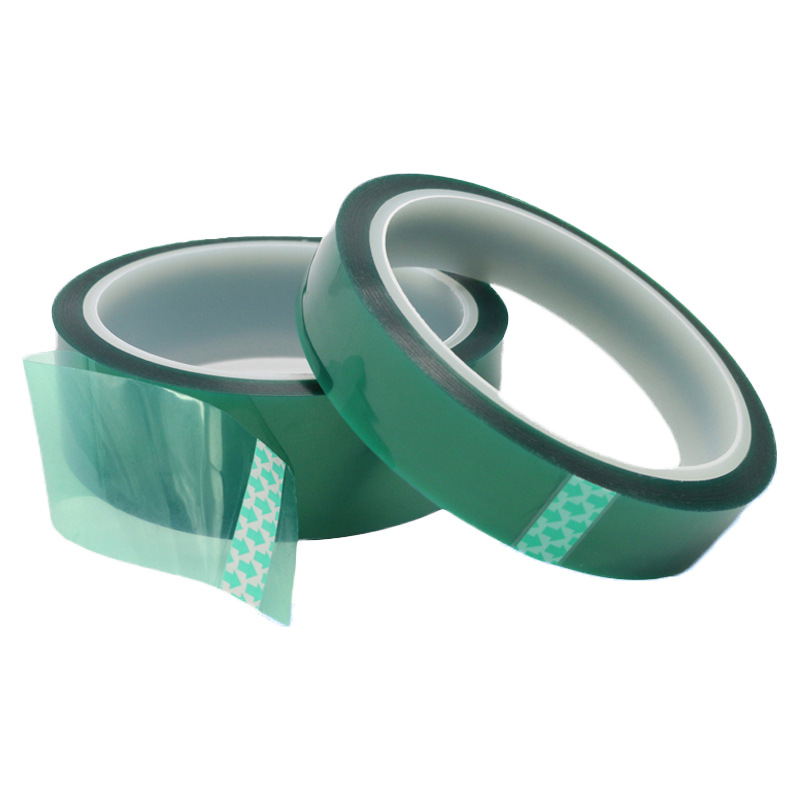 Die cut high temperature masking pet tape single pet silicone adhesive green polyester film tape